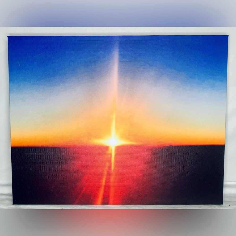 ''Starburst" Sun on Horizon Wrapped Canvas Wall Art | 11x14